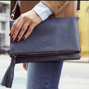 Gigi New York Stella Navy Leather Purse